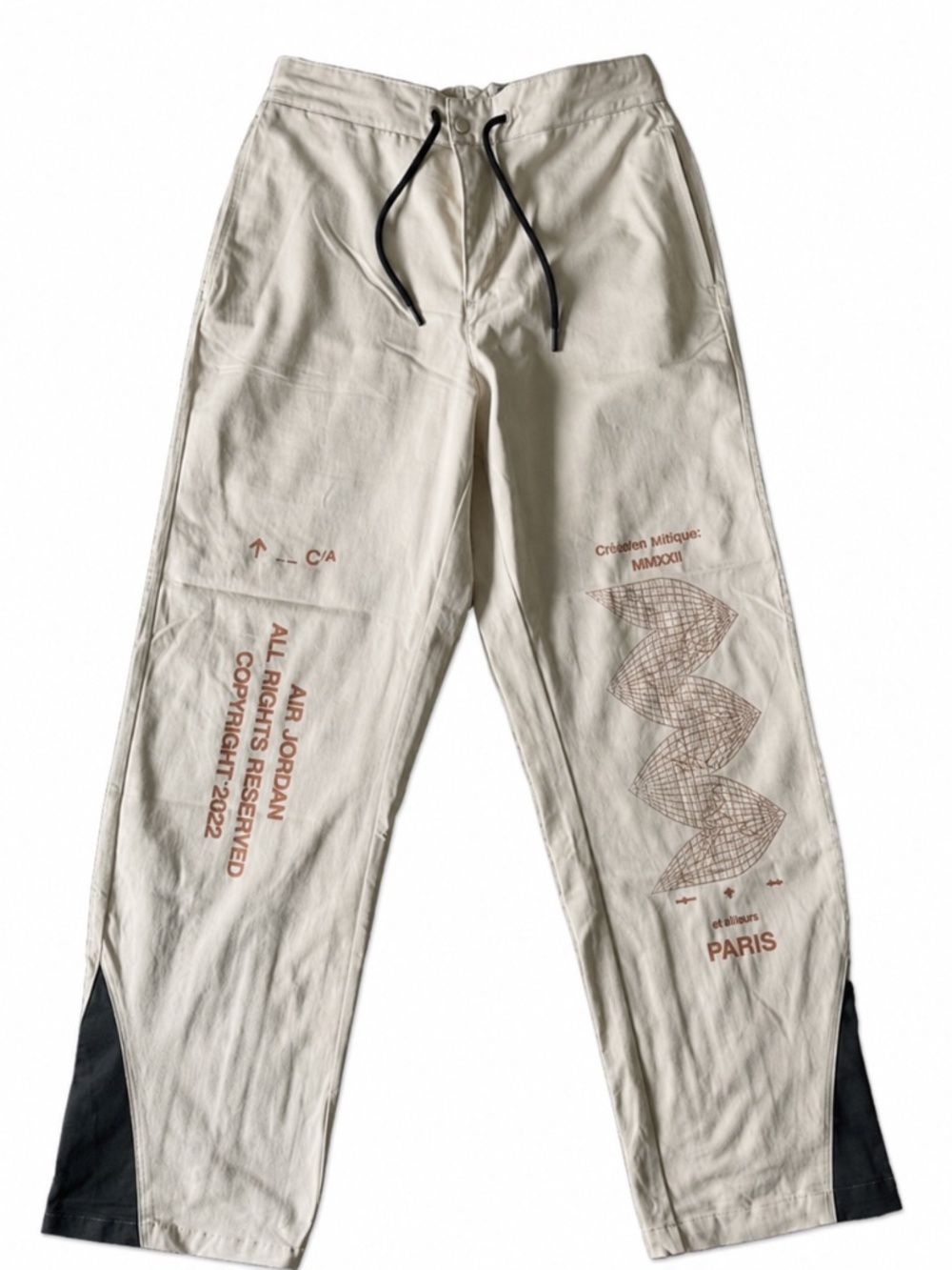 Air Jordan Flight Heritage Woven Pants Men’s M Beige Black DV1609-206 Brand New